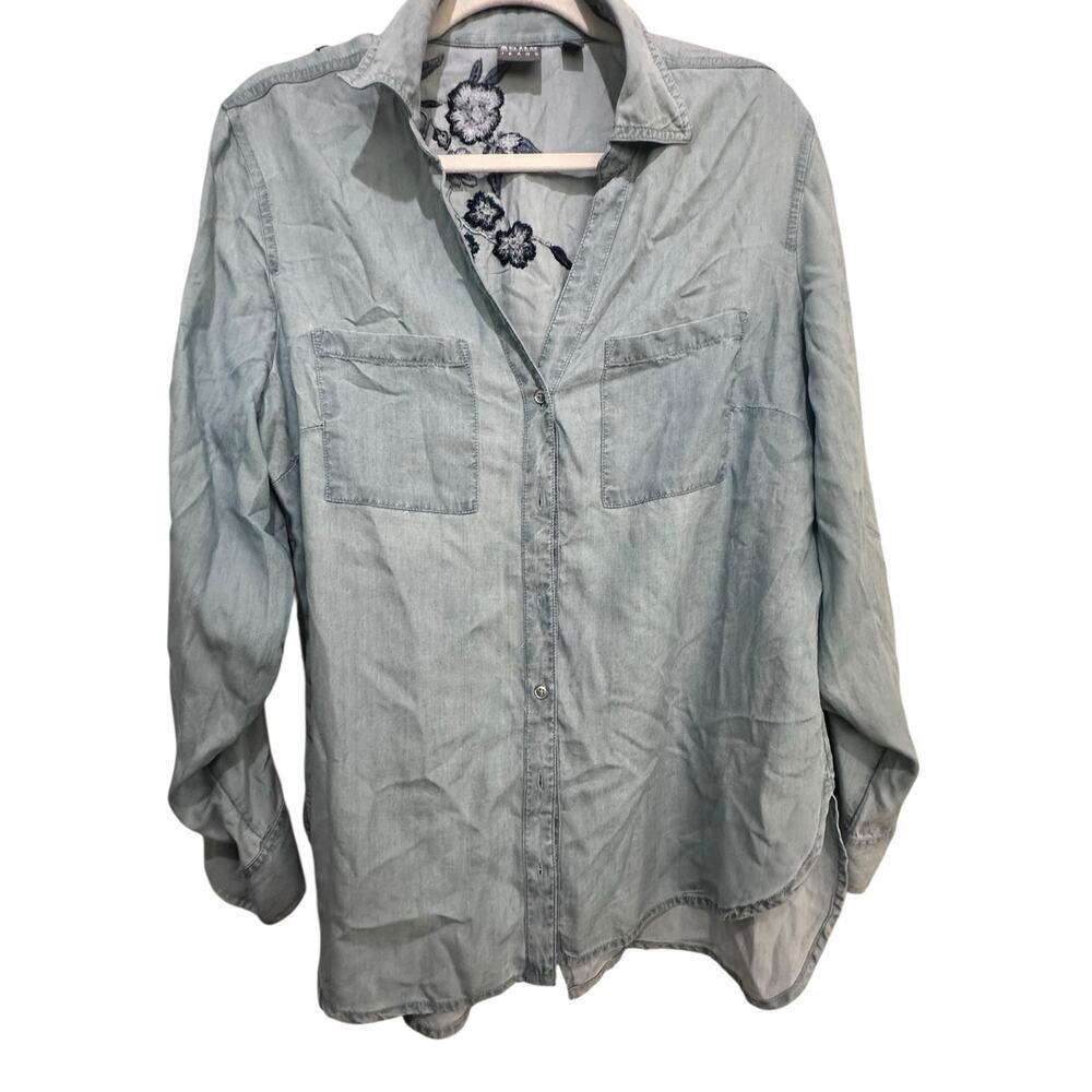 Soho Women's Blue Long Sleeves Button Down Jeans Shirt Size Large